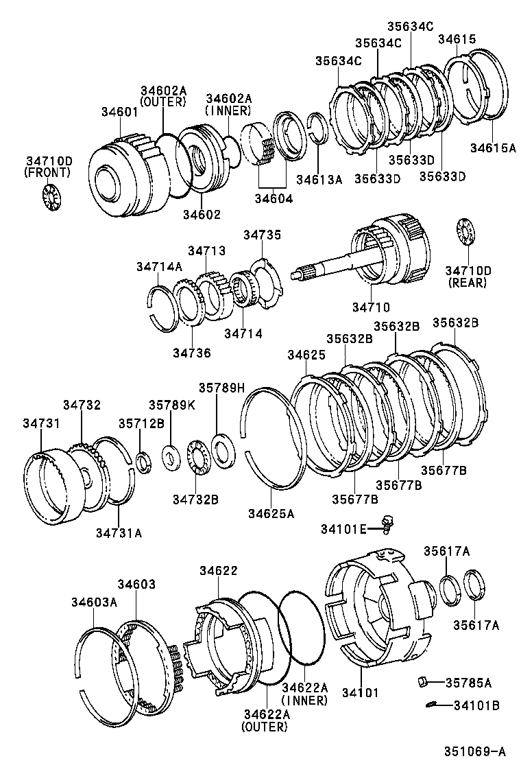 34601-60040 DRUM SUB-ASSY, OVERDRIVE DIRECT CLUTCH product image
