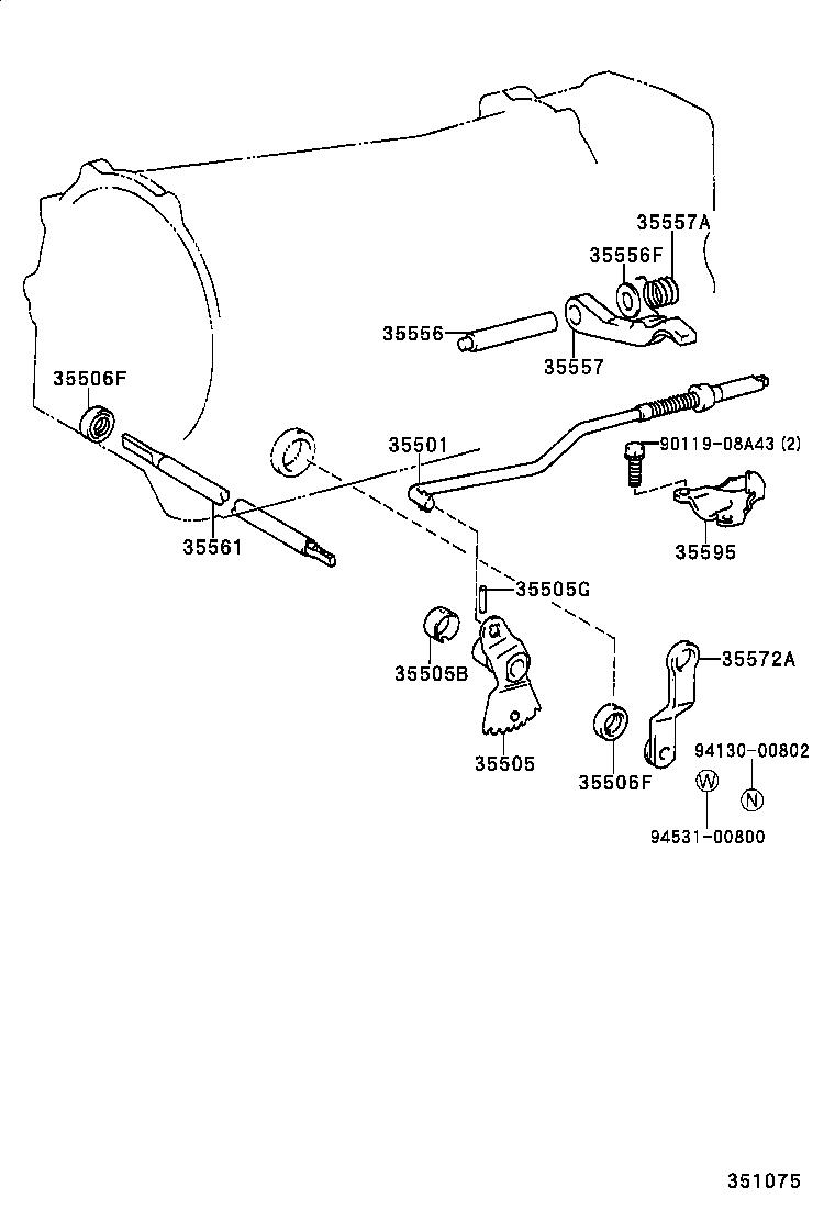 35505-60020 LEVER SUB-ASSY, MANUAL VALVE product image