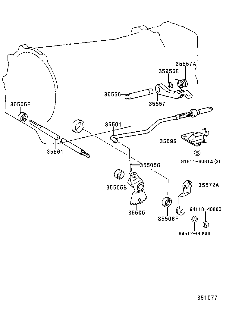 35573-60040 LEVER, TRANSMISSION CONTROL SHAFT, LH product image