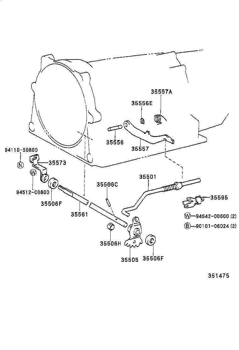 35573-26080 LEVER, TRANSMISSION CONTROL SHAFT, LH product image
