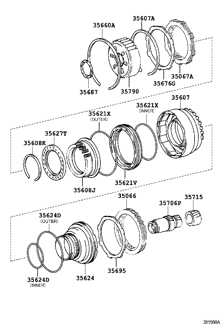 Toyota 35601-50010 PISTON, 2ND BRAKE