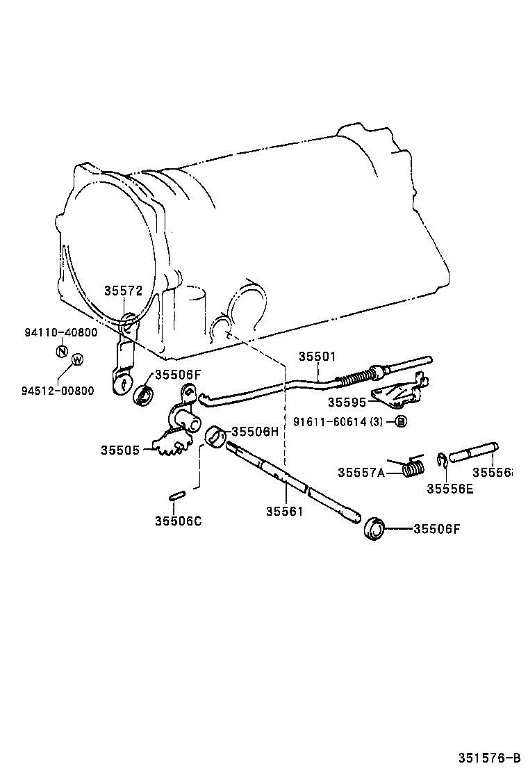 35573-30050 LEVER, TRANSMISSION CONTROL SHAFT, LH product image