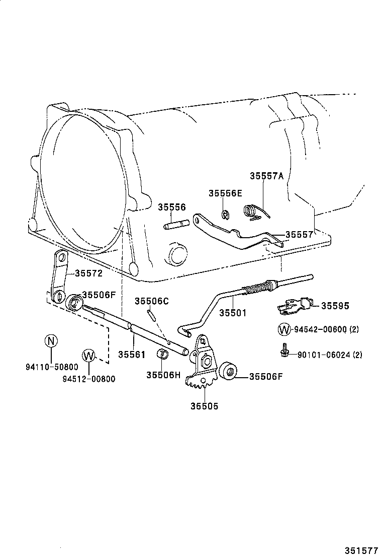 35501-26020 ROD SUB-ASSY, PARKING LOCK product image