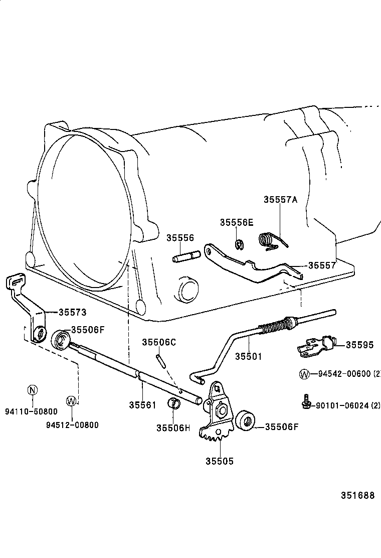 35572-25030 LEVER, TRANSMISSION CONTROL SHAFT, RH product image