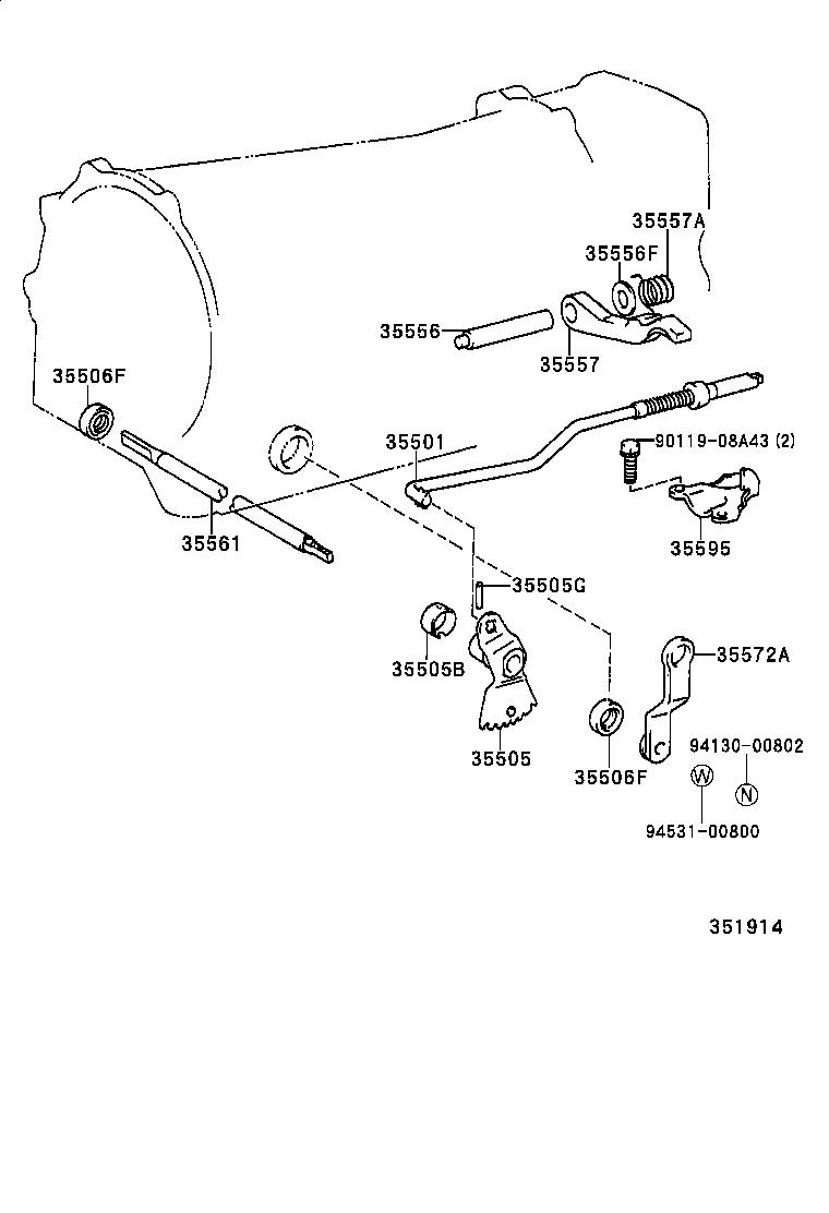 35505-60020 LEVER SUB-ASSY, MANUAL VALVE product image