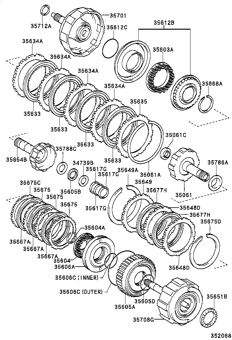 35650-52080 CLUTCH ASSY, REAR MULTIPLE DISC product image