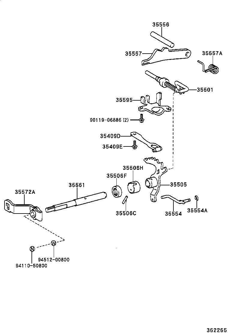 35505-52050 LEVER SUB-ASSY, MANUAL VALVE product image