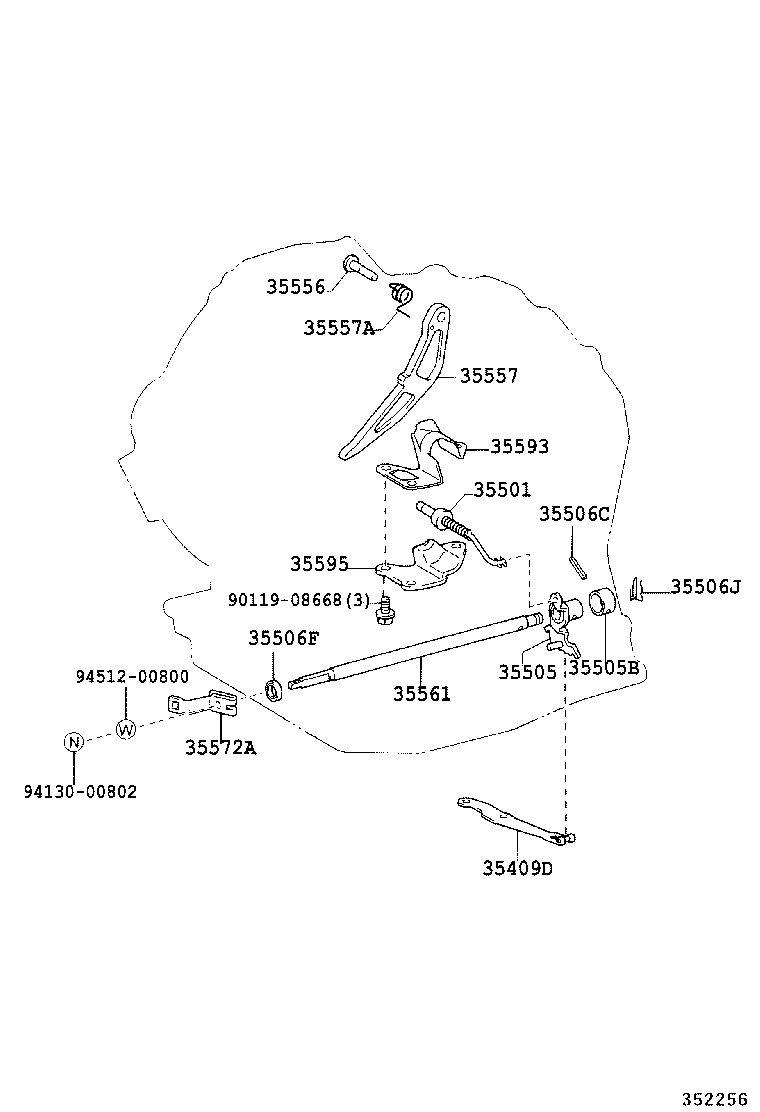 35505-52050 LEVER SUB-ASSY, MANUAL VALVE product image