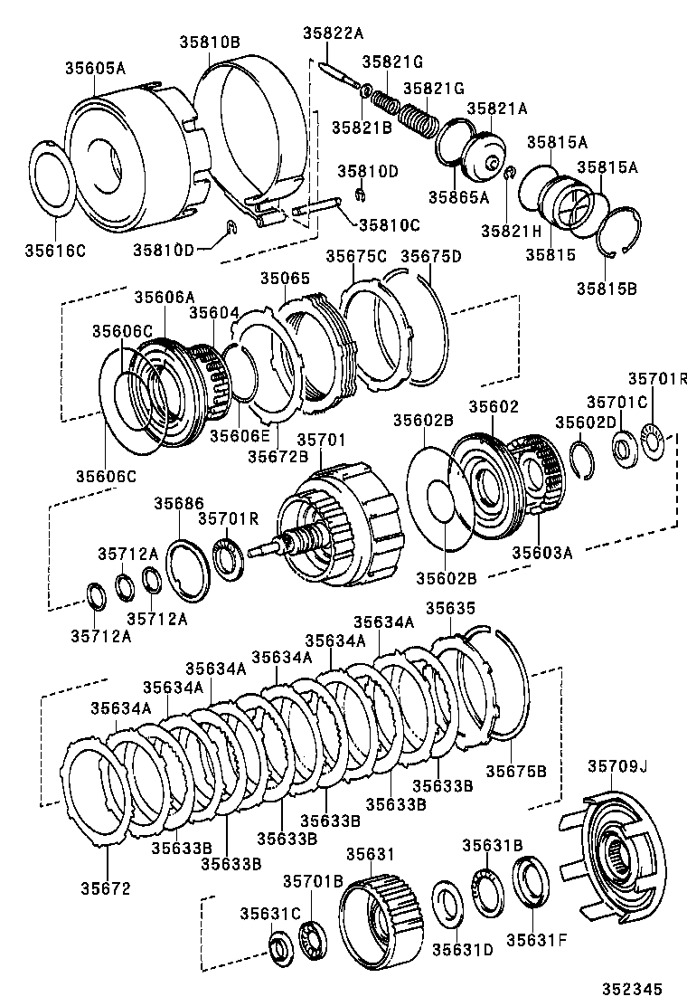 35065-30110 DRUM SUB-ASSY, REAR CLUTCH & FRONT SUN GEAR product image