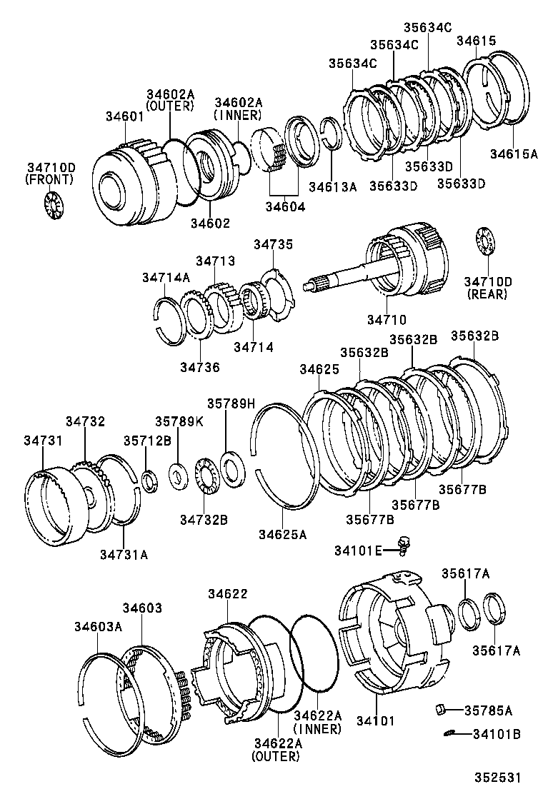 34601-60040 DRUM SUB-ASSY, OVERDRIVE DIRECT CLUTCH product image