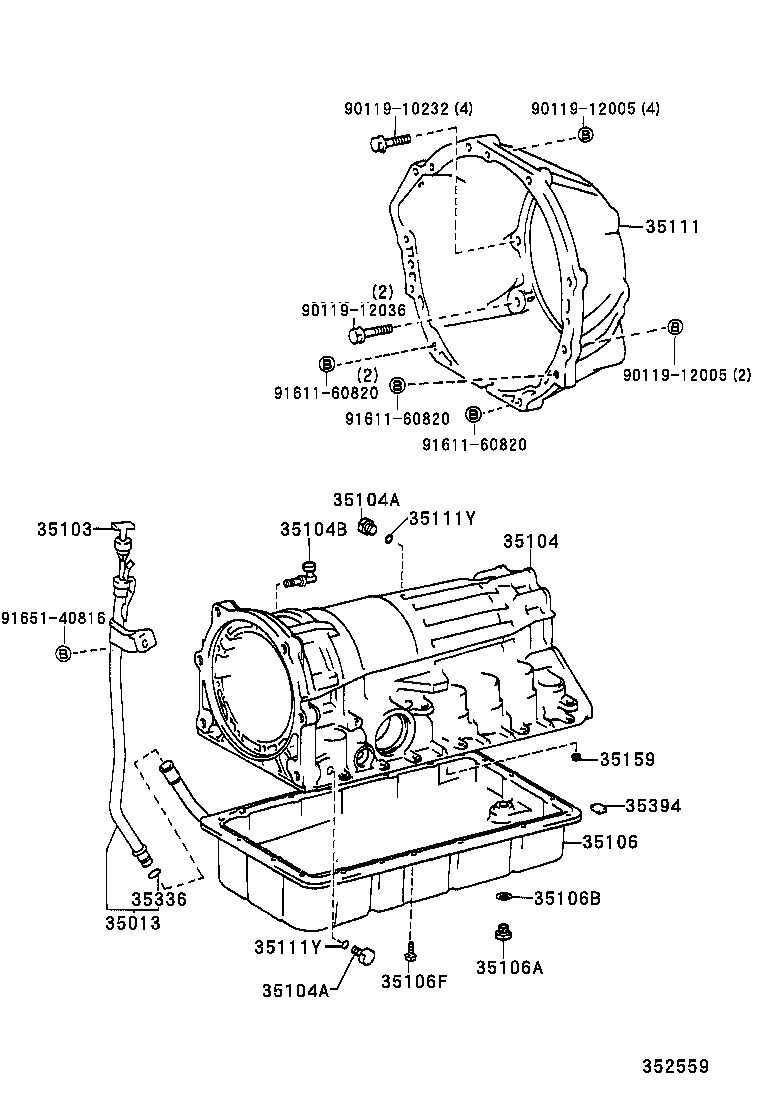 35013-35380 TUBE SUB-ASSY, TRANSMISSION OIL FILLER product image