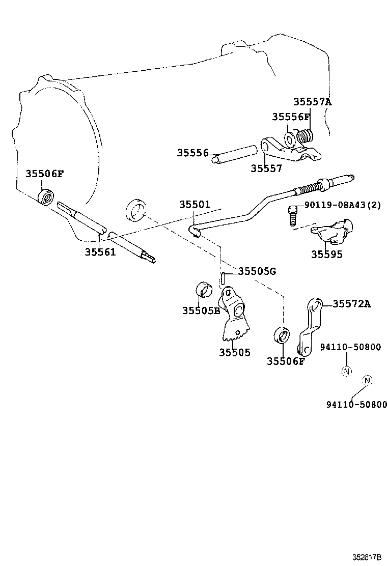 35572-37020 LEVER, TRANSMISSION CONTROL SHAFT product image
