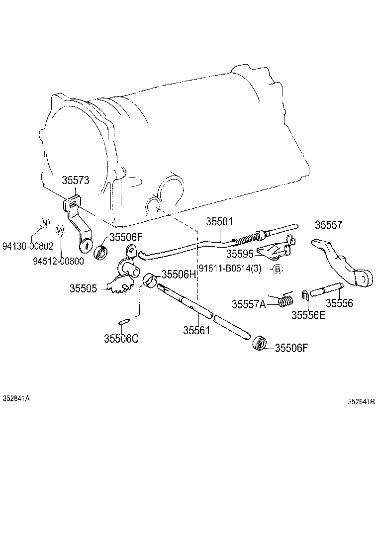 35573-26080 LEVER, TRANSMISSION CONTROL SHAFT, LH product image