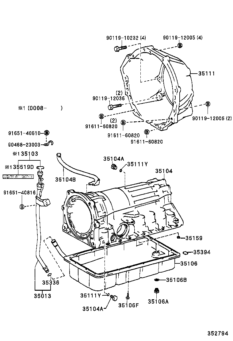 35013-35380 TUBE SUB-ASSY, TRANSMISSION OIL FILLER product image