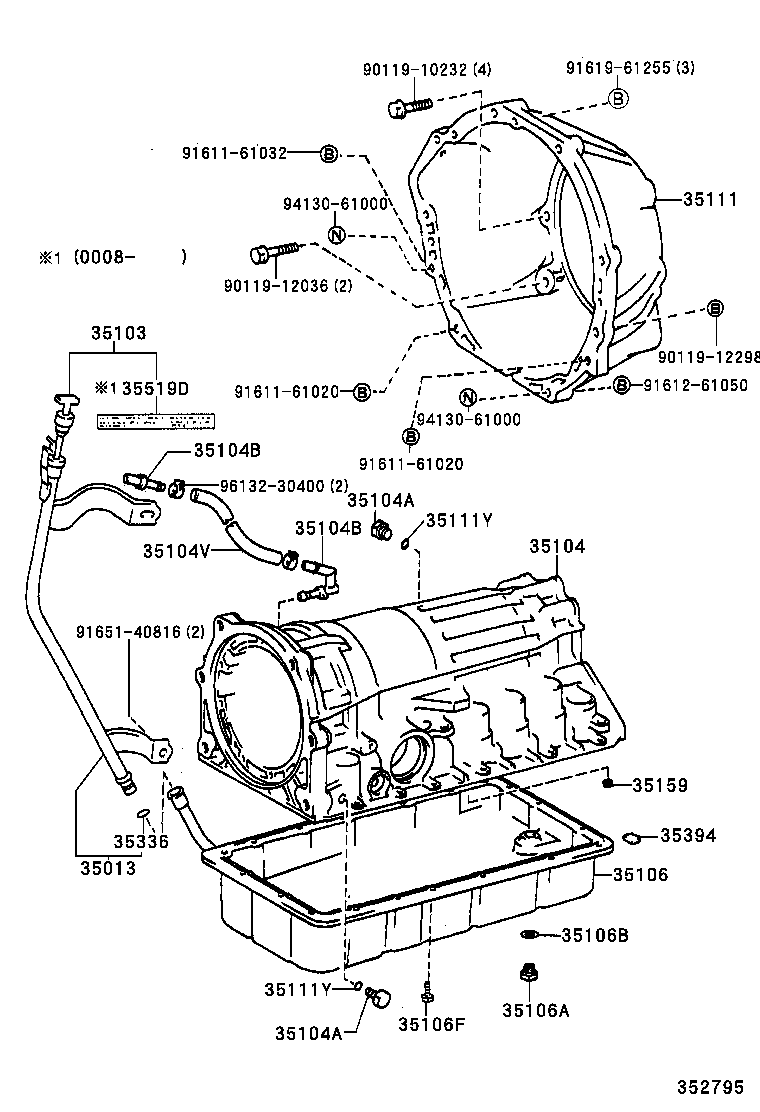 35013-35380 TUBE SUB-ASSY, TRANSMISSION OIL FILLER product image