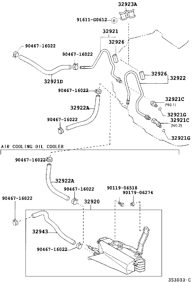 Toyota 32943-48050 HOSE, TRANSMISSION OIL COOLER, NO.1