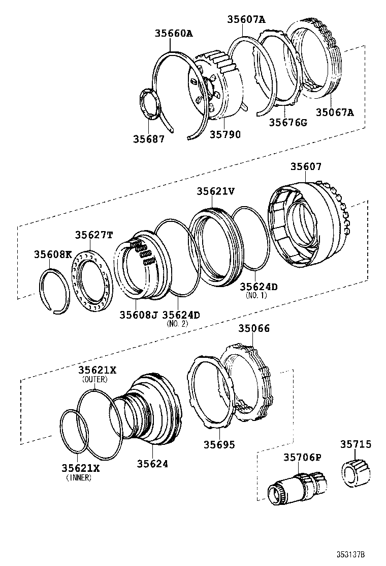 Toyota 35601-50020 PISTON, 2ND BRAKE