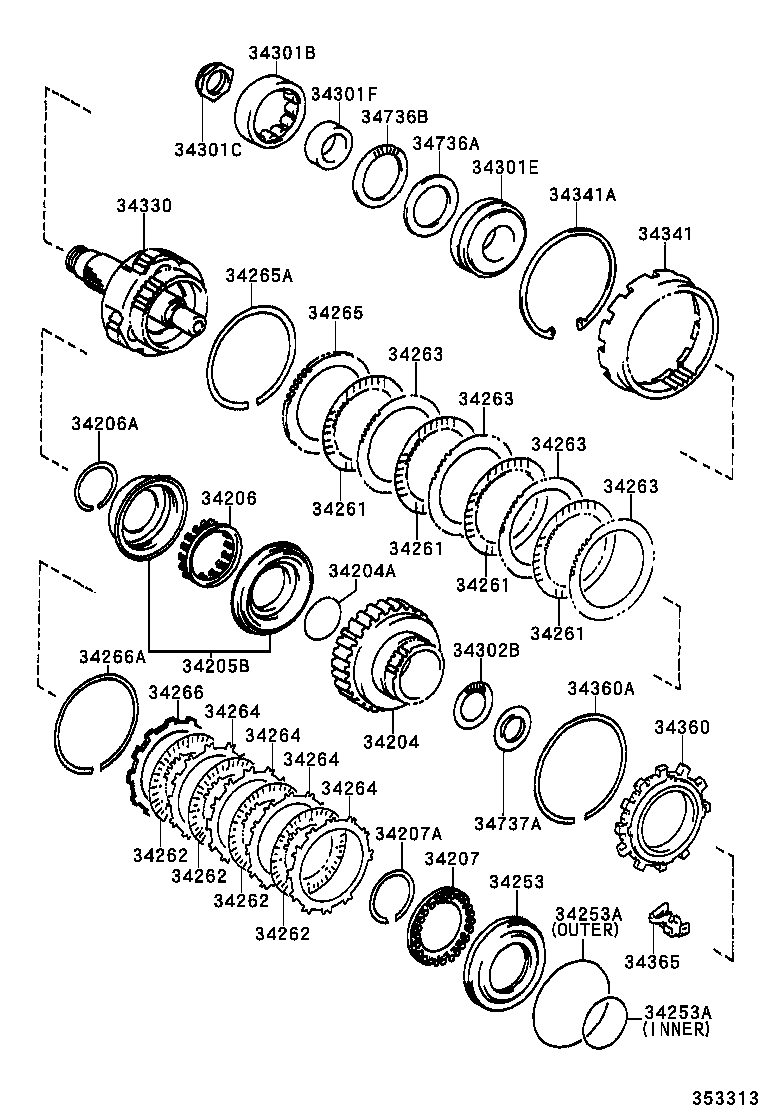 34265-21060 FLANGE, UNDERDRIVE CLUTCH, NO.1 product image