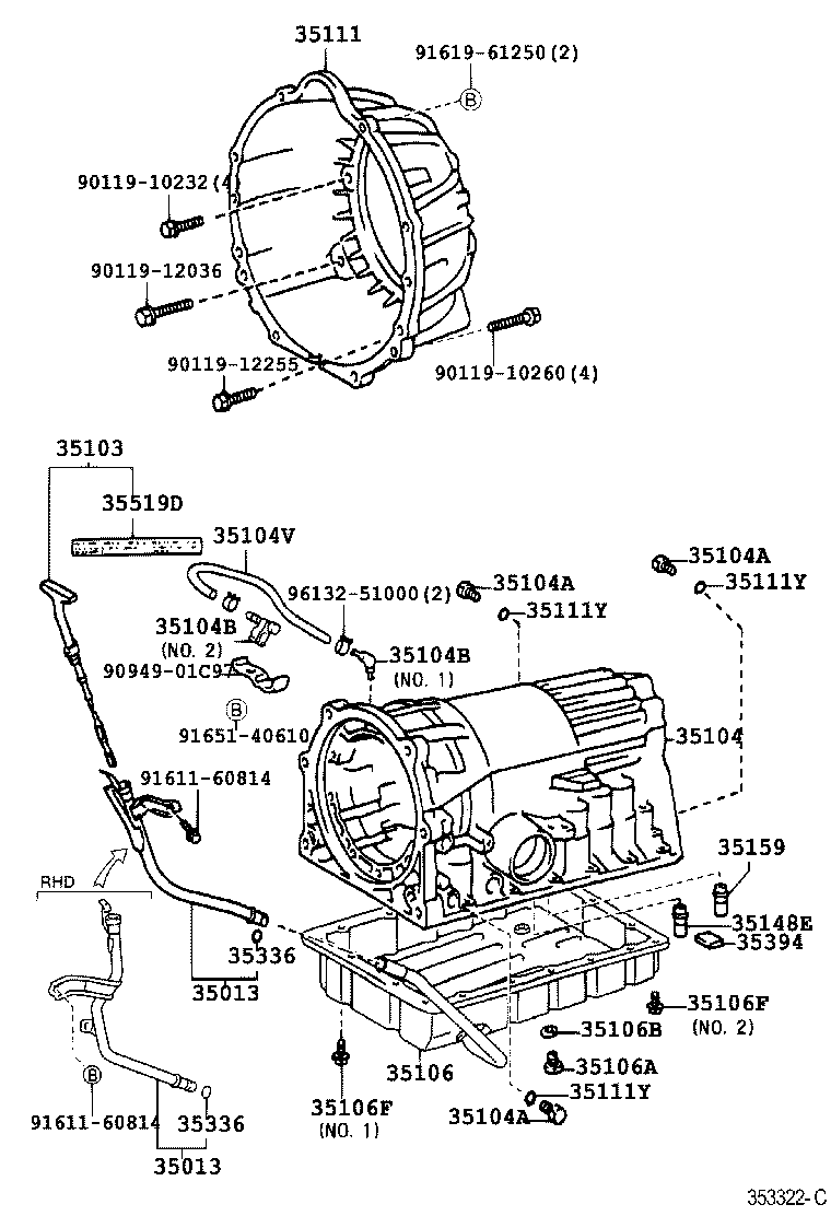 35013-53040 TUBE SUB-ASSY, TRANSMISSION OIL FILLER product image