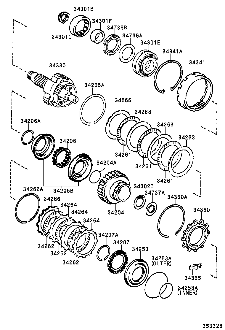 34265-06010 FLANGE, UNDERDRIVE CLUTCH, NO.1 product image