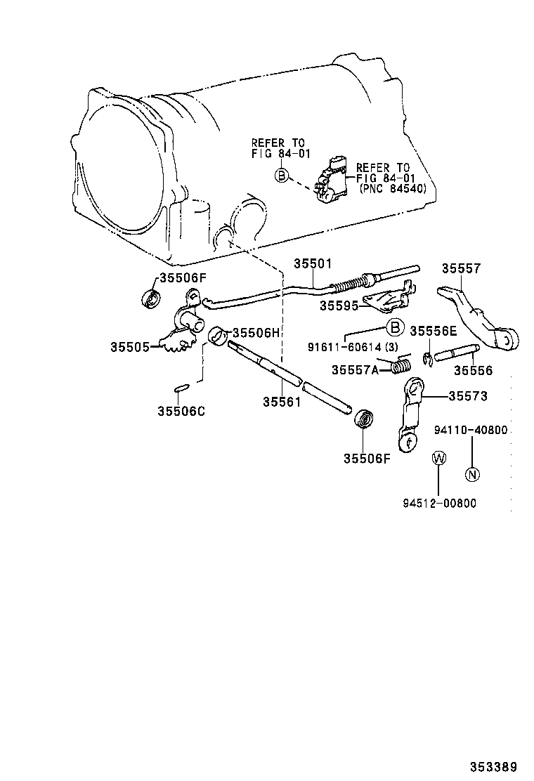 35573-30050 LEVER, TRANSMISSION CONTROL SHAFT, LH product image