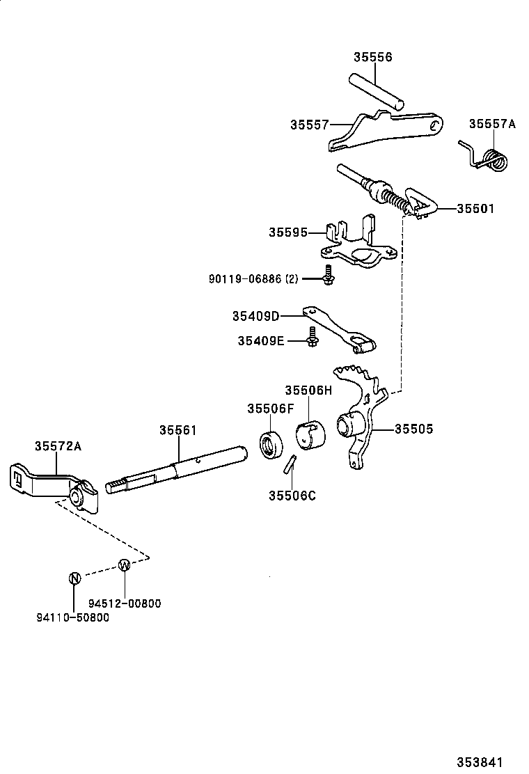 35572-52010 LEVER, TRANSMISSION CONTROL SHAFT product image