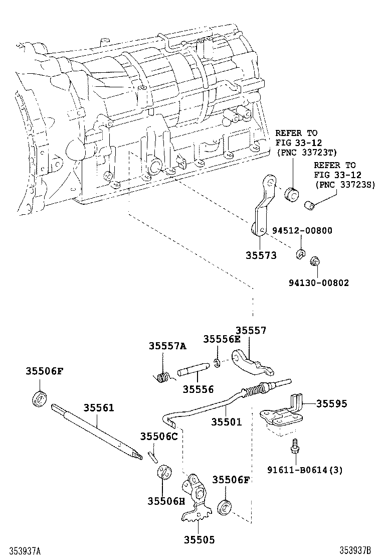 35573-60040 LEVER, TRANSMISSION CONTROL SHAFT, LH product image