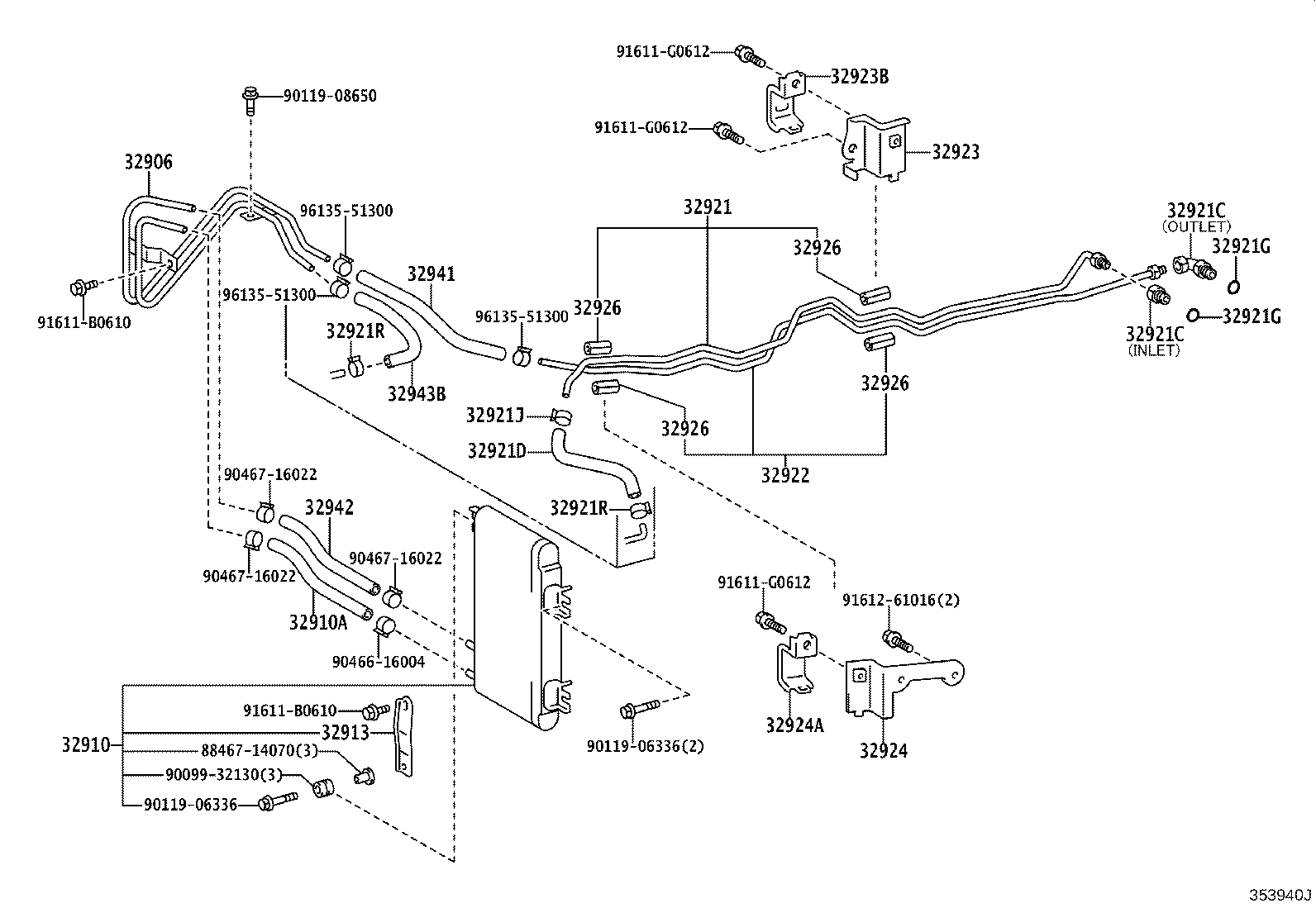 32921-43050 TUBE, OIL COOLER INLET, NO.1 product image