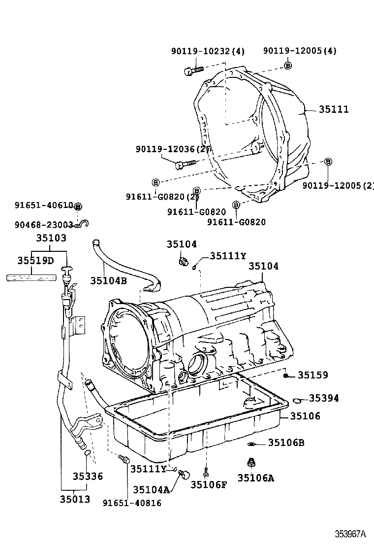 35013-35410 TUBE SUB-ASSY, TRANSMISSION OIL FILLER product image