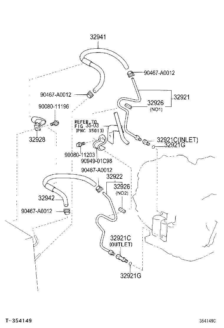 Toyota 32943-08040 HOSE, TRANSMISSION OIL COOLER, NO.1