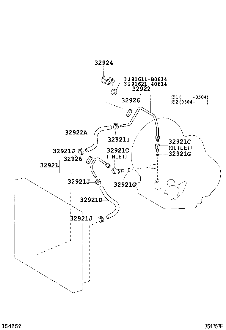 Toyota 90445-15046 HOSE(FOR OIL COOLER INLET)