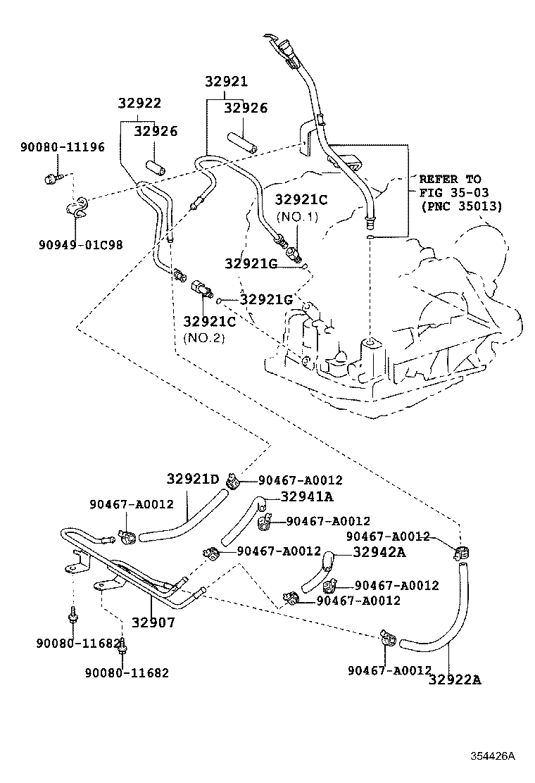 Toyota 32930-0E010 HOSE, TRANSMISSION OIL COOLER, NO.1
