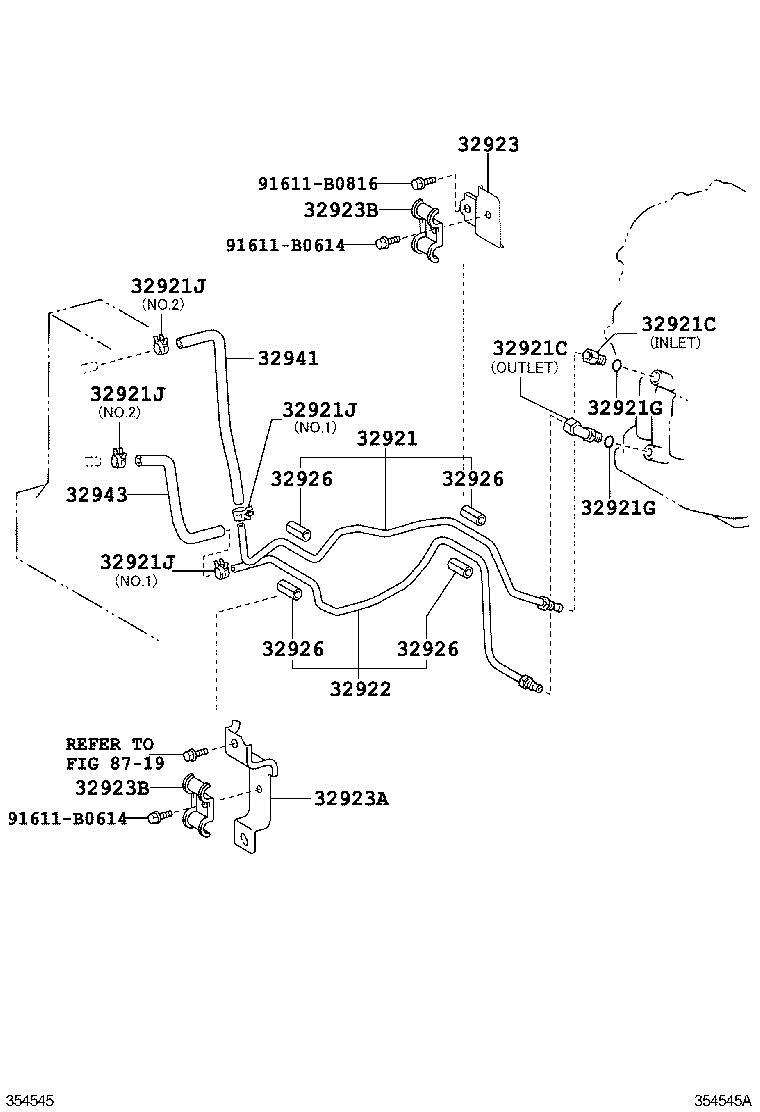 Toyota 32943-68020 HOSE, TRANSMISSION OIL COOLER, NO.1