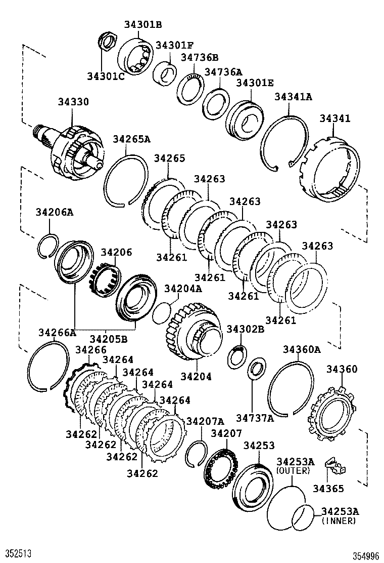 34265-08020 FLANGE, UNDERDRIVE CLUTCH, NO.1 product image