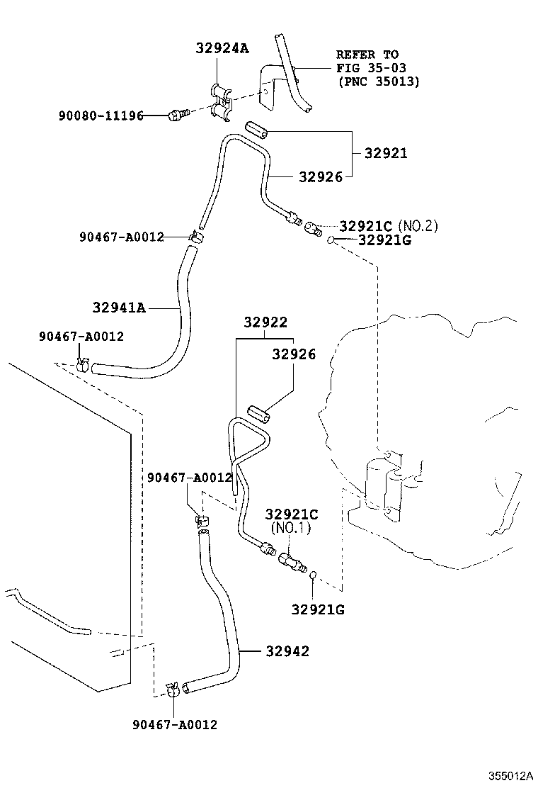 Toyota 32942-07020 HOSE, OIL COOLER OUTLET, NO.1
