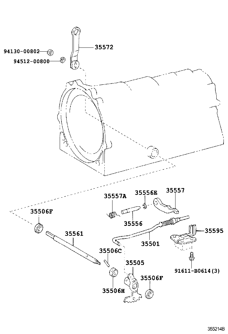 35572-0P010 LEVER, TRANSMISSION CONTROL SHAFT, RH product image