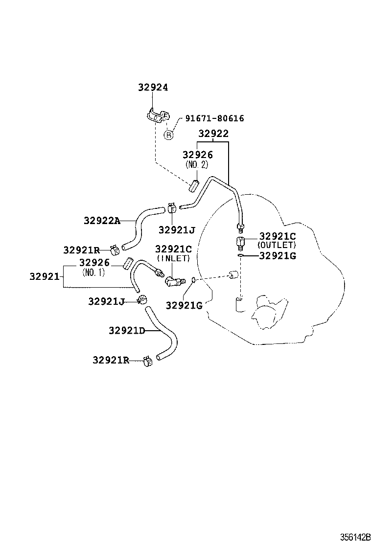 Toyota 32926-22010 CUSHION, OIL COOLER TUBE(ATM)