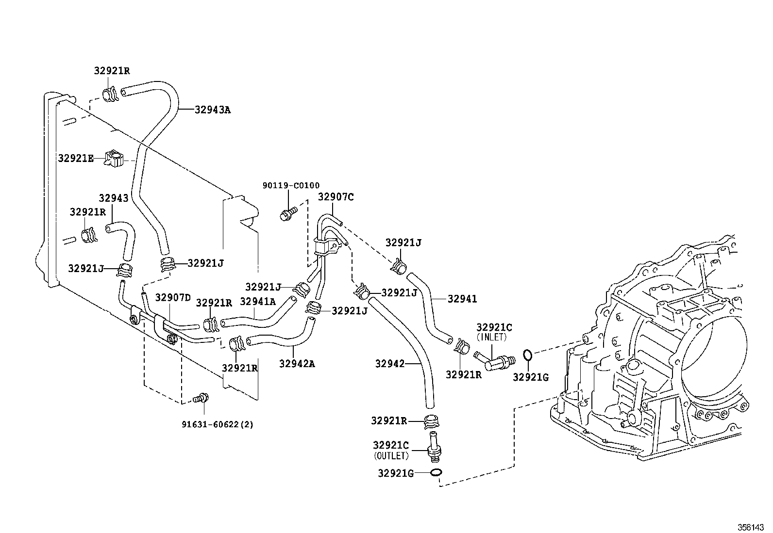 32921-02210 TUBE, OIL COOLER INLET, NO.1 product image