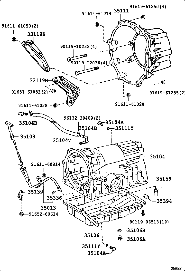 35013-30390 TUBE SUB-ASSY, TRANSMISSION OIL FILLER product image