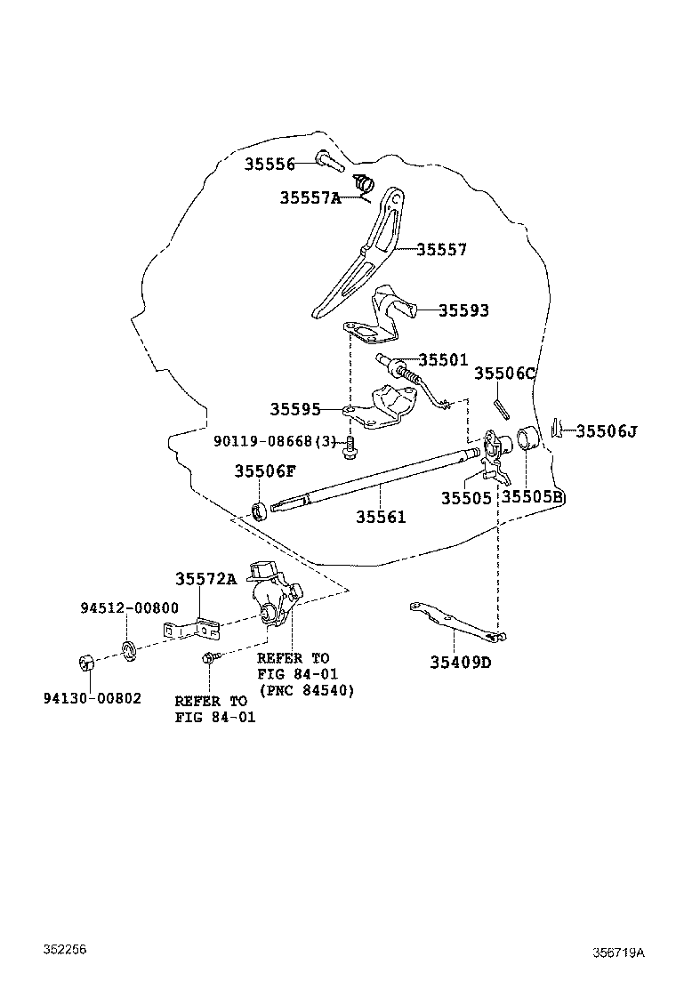 35572-52040 LEVER, TRANSMISSION CONTROL SHAFT product image