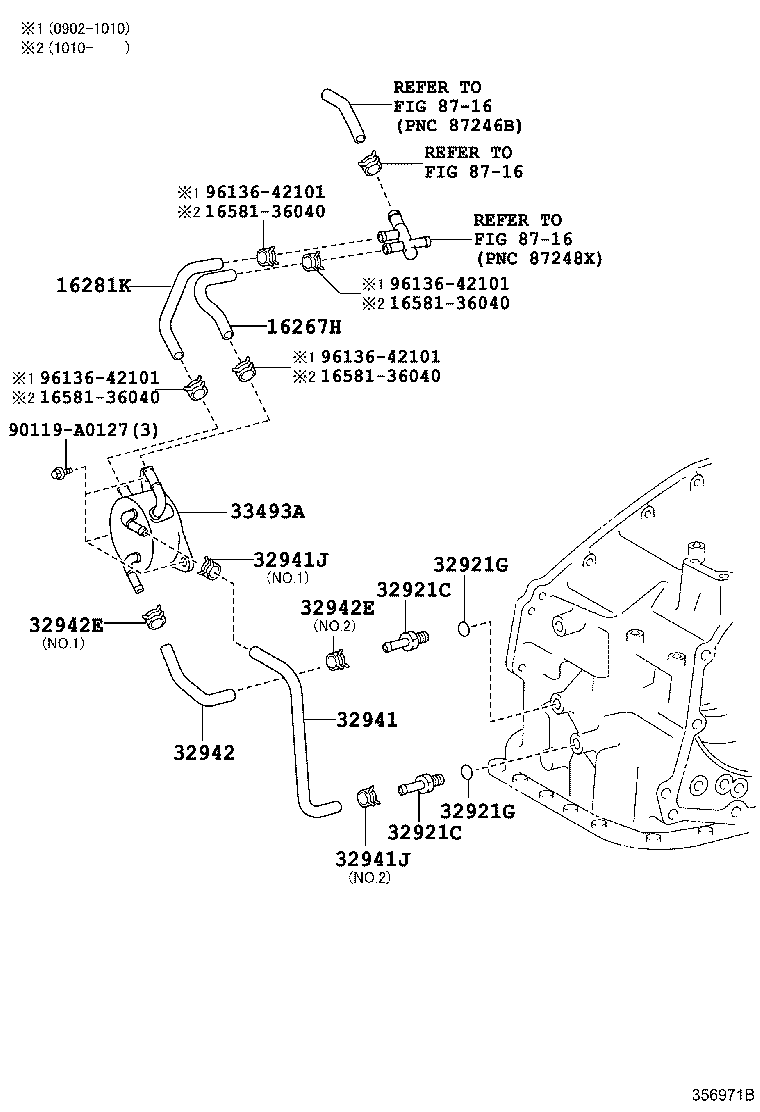 Toyota 32942-0T011 HOSE, OIL COOLER OUTLET, NO.1