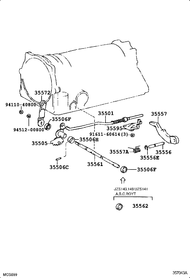 35505-30030 LEVER SUB-ASSY, MANUAL VALVE product image