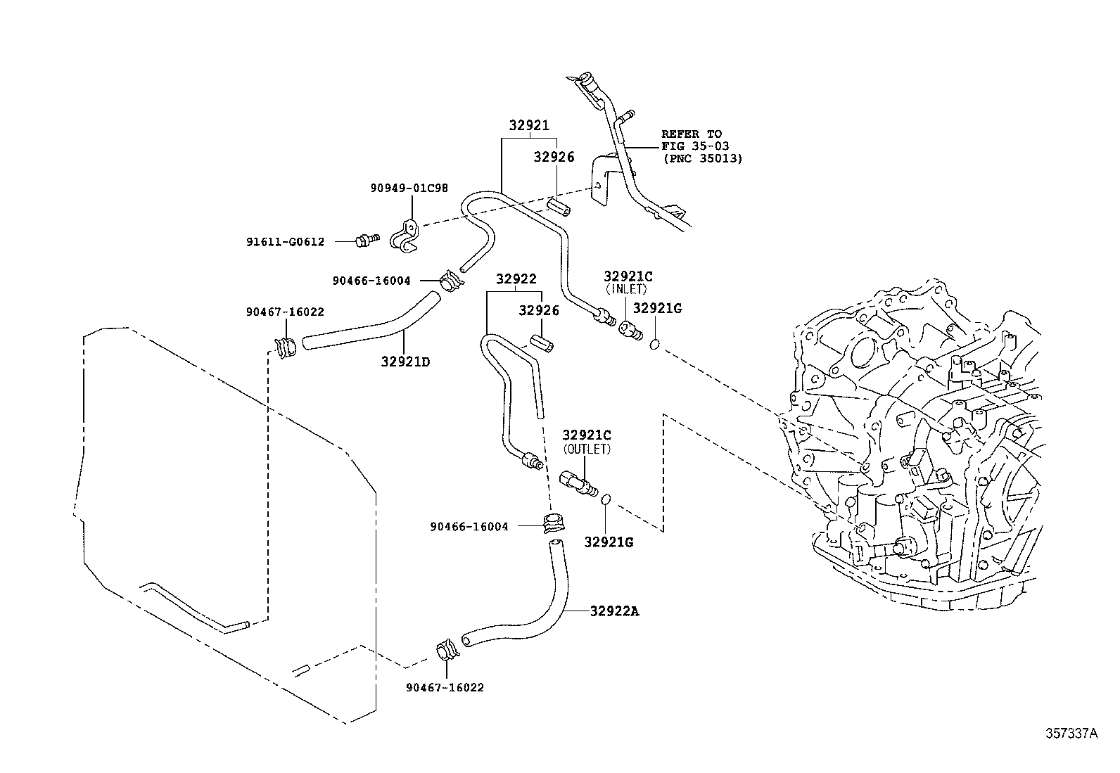 Toyota 32943-48110 HOSE(FOR OIL COOLER INLET)