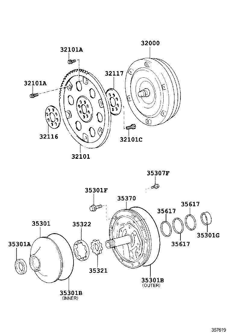 32101-0P010 GEAR SUB-ASSY, DRIVE PLATE & RING product image
