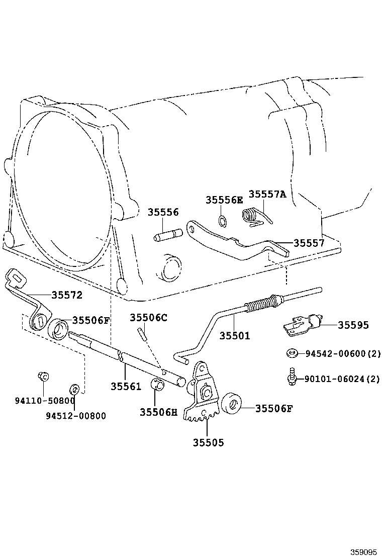 35572-25030 LEVER, TRANSMISSION CONTROL SHAFT, RH product image