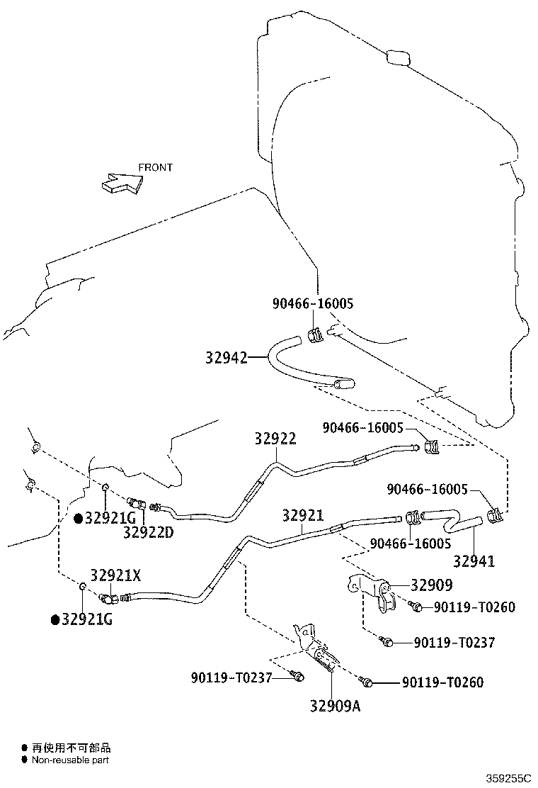 Toyota 32942-0K060 HOSE, OIL COOLER OUTLET, NO.1