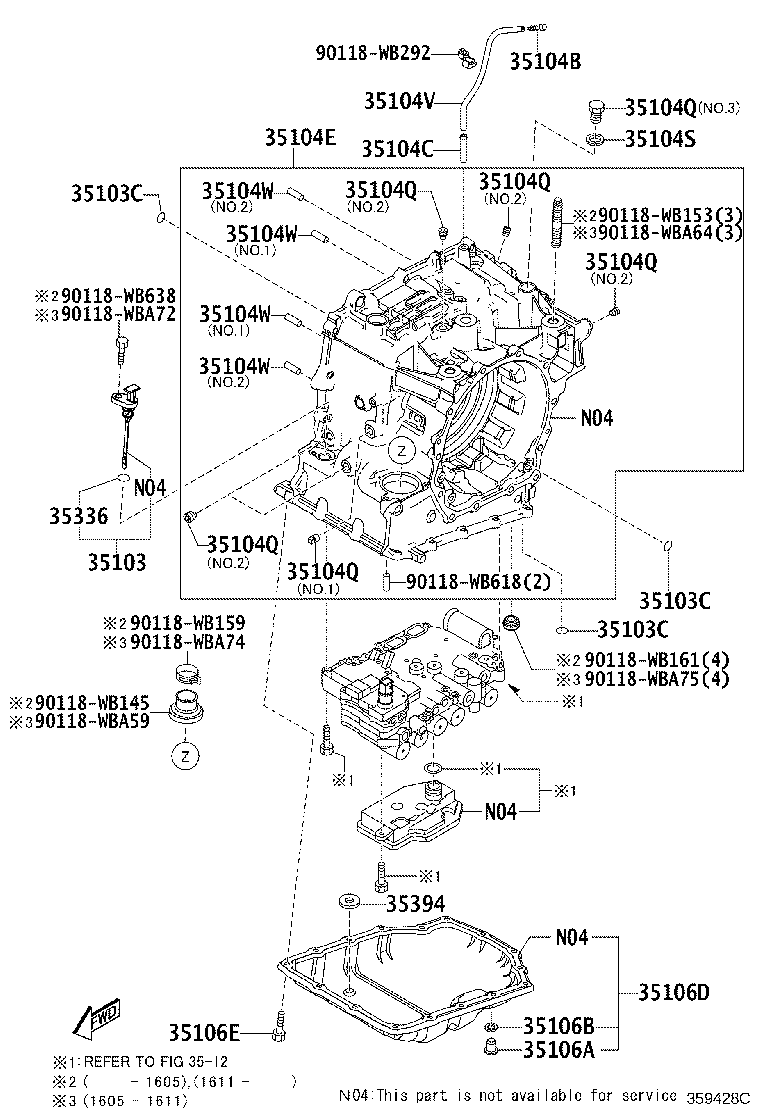 Toyota 90118-WB155 BOLT (FOR TRANSAXLE REAR COVER SETTING)