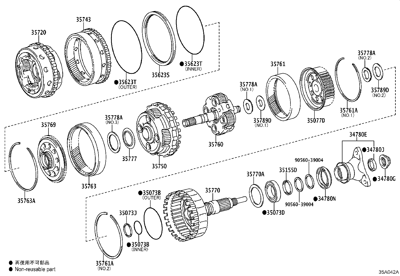 Toyota 35761-11020 GEAR, REAR PLANETARY RING