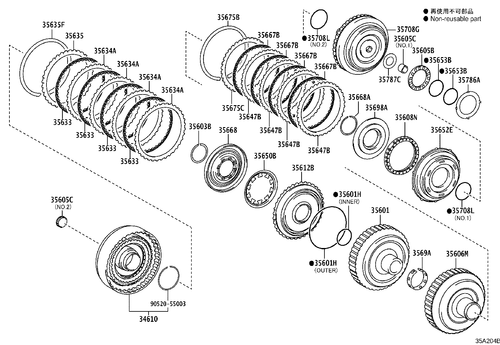 35650-33110 CLUTCH ASSY, REAR MULTIPLE DISC product image