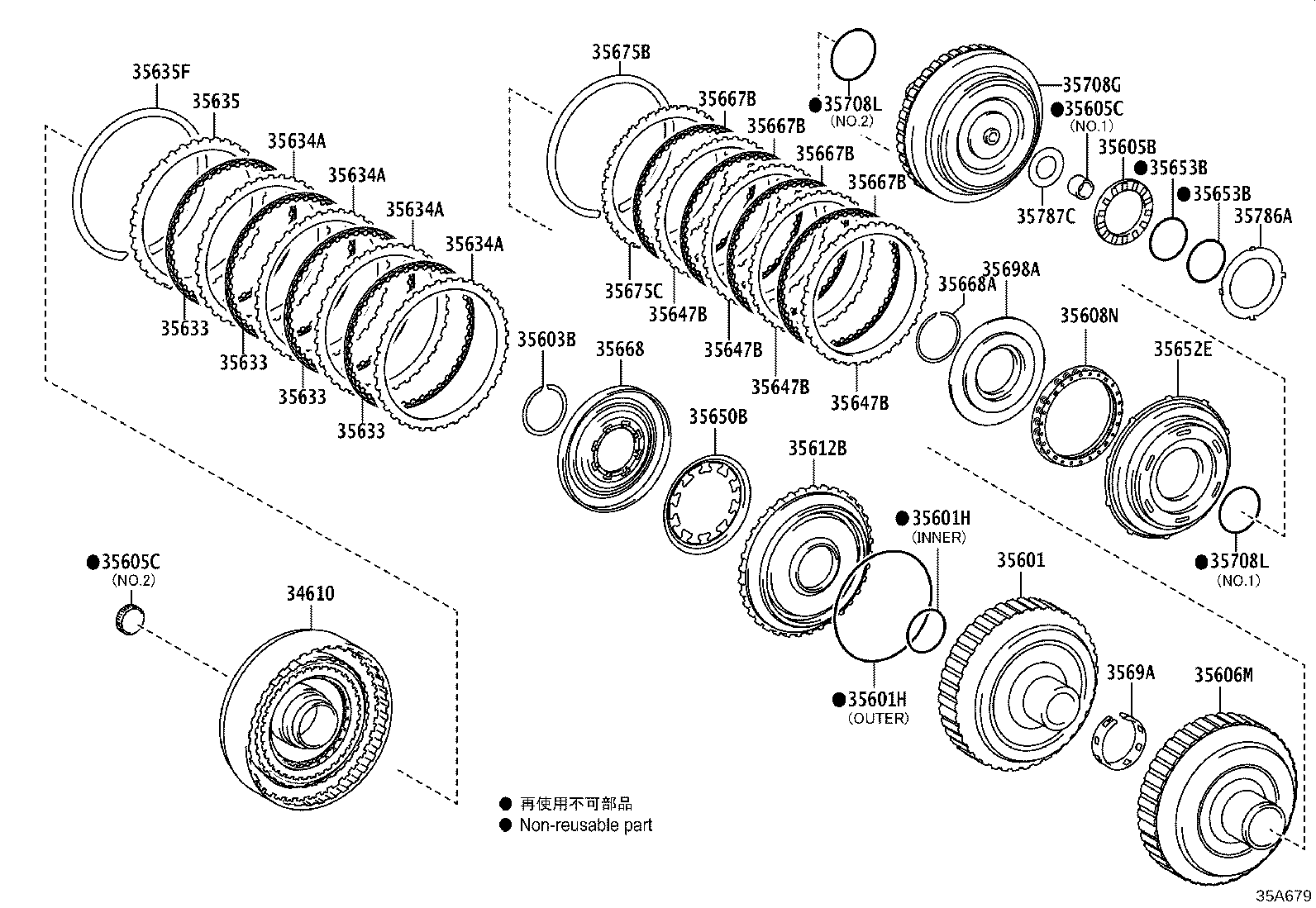 35650-33090 CLUTCH ASSY, REAR MULTIPLE DISC product image